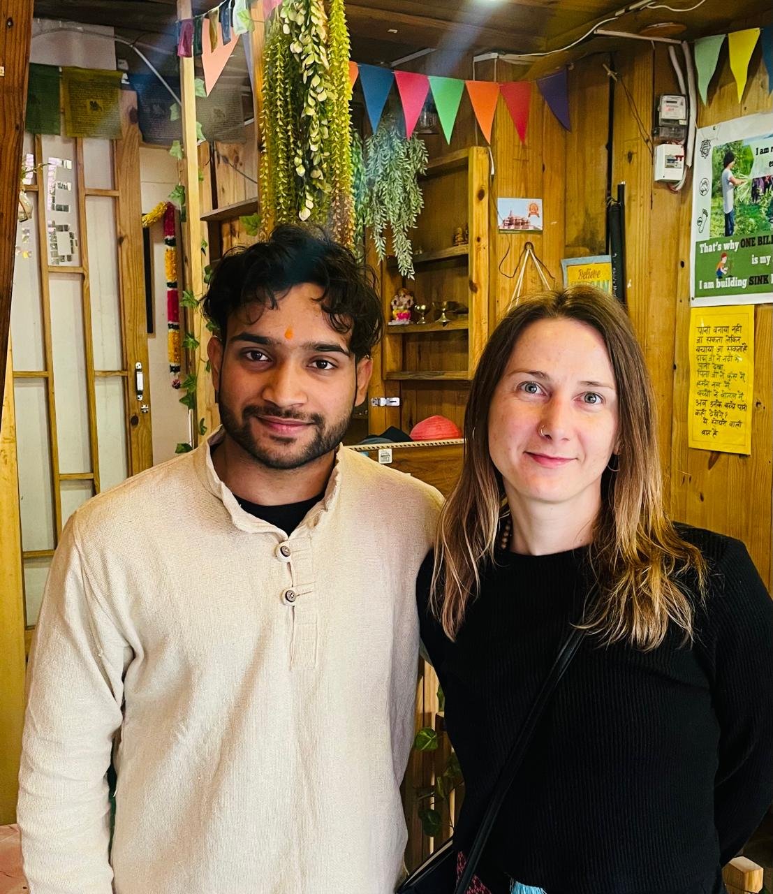 Acharya Shivik Raj with seeker at Vedic center